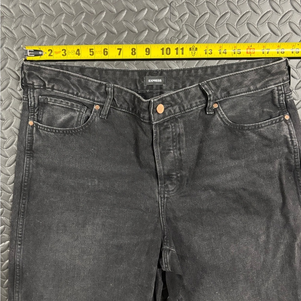 Express Black Jeans Relaxed Straight Low Rise Denim Pants 14R - Picture 9 of 12